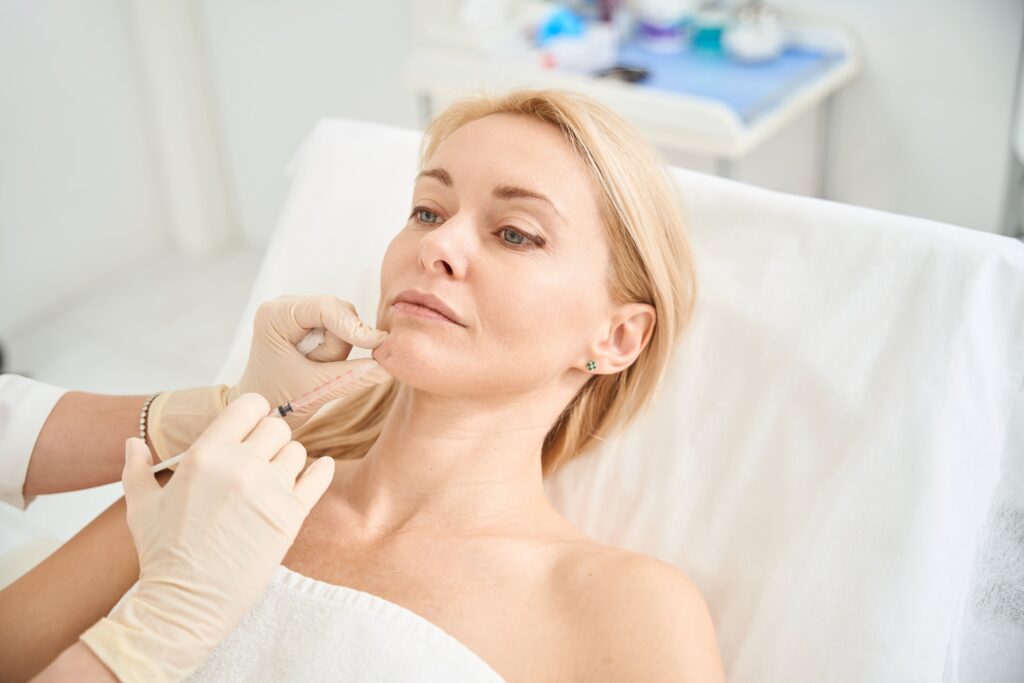 Botox injection being administered in a med spa.