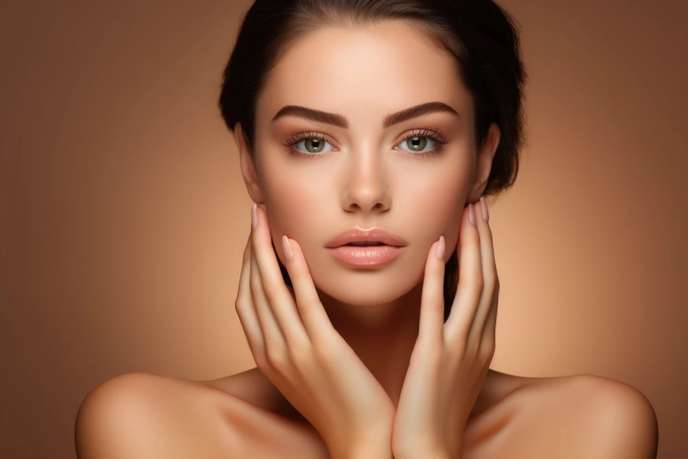 Woman with radiant, firm skin after microneedling treatment.